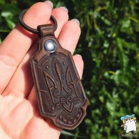 Брелок шкіряний Герб України. Коричневий. Ручна робота